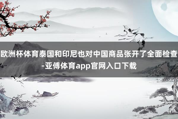 欧洲杯体育泰国和印尼也对中国商品张开了全面检查-亚傅体育app官网入口下载