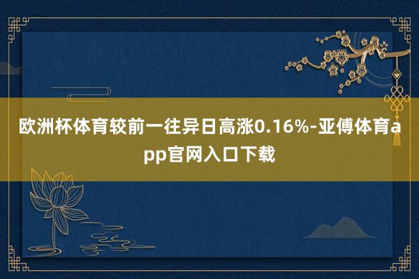 欧洲杯体育较前一往异日高涨0.16%-亚傅体育app官网入口下载