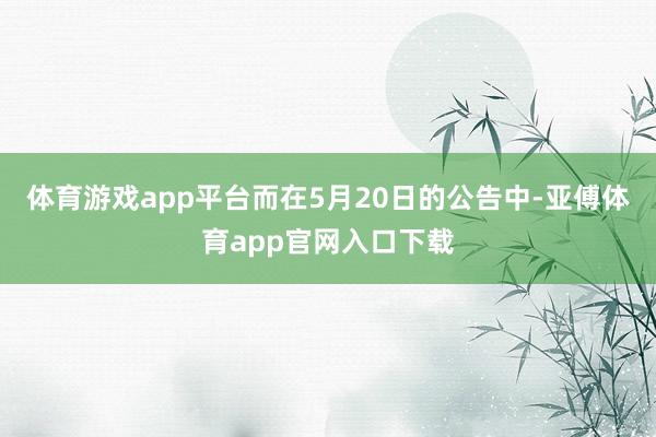 体育游戏app平台而在5月20日的公告中-亚傅体育app官网入口下载