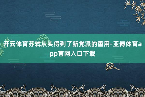 开云体育苏轼从头得到了新党派的重用-亚傅体育app官网入口下载